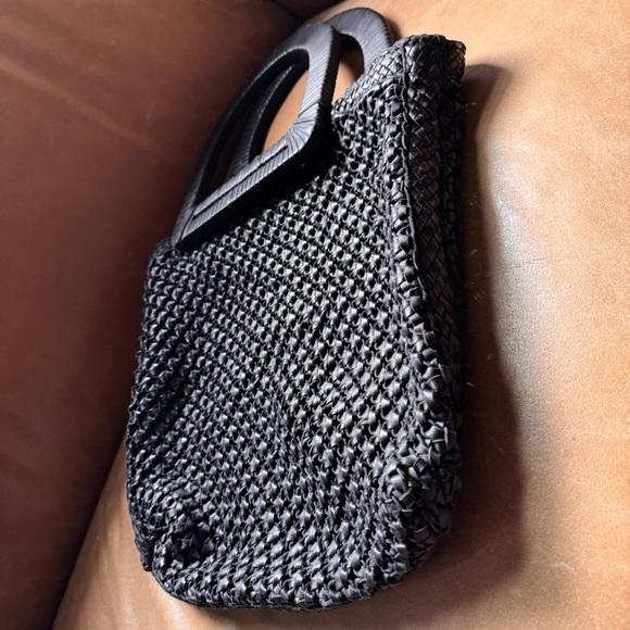 Genuine soft Leather woven black bohemian bag designer handmade vintage vibes - Picture 8 of 17